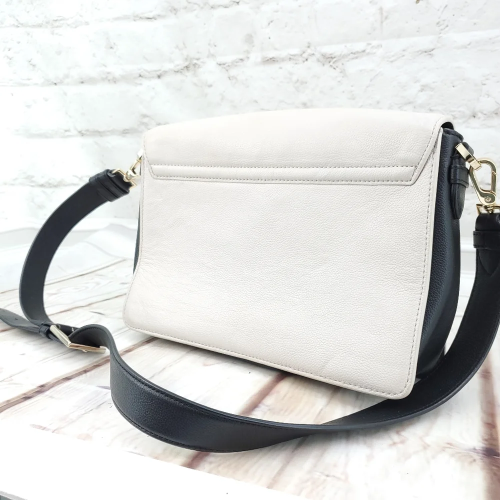 Kate Spade Black and Cream Leather Shoulder Bag